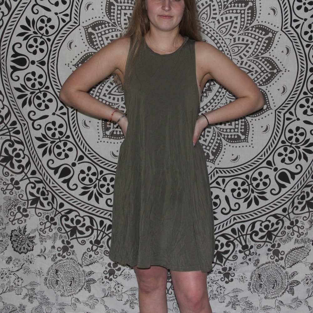 olive green flowy dress